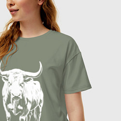 Футболка оверсайз женская Детализированный бык, цвет: авокадо — фото 2