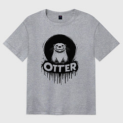 Футболка оверсайз женская Выдра в черном пятне, цвет: меланж