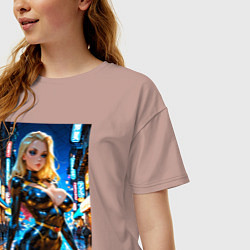 Футболка оверсайз женская Черная Канарейка на улице, цвет: пыльно-розовый — фото 2