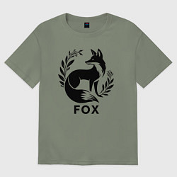 Футболка оверсайз женская Лис и ветки, цвет: авокадо