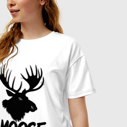 Футболка оверсайз женская Черный лось с рогами, цвет: белый — фото 2