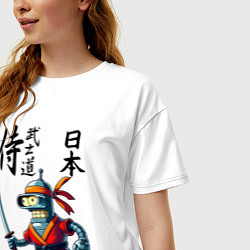 Футболка оверсайз женская Bender bending robot with katana - samurai, цвет: белый — фото 2