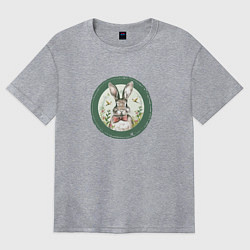 Футболка оверсайз женская Кролик с бабочкой, цвет: меланж