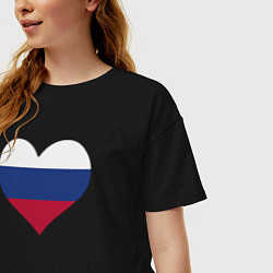Футболка оверсайз женская Сердце России, цвет: черный — фото 2