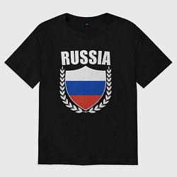 Футболка оверсайз женская Щит России, цвет: черный