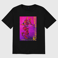 Футболка оверсайз женская Евангелион 02 - Аска, цвет: черный