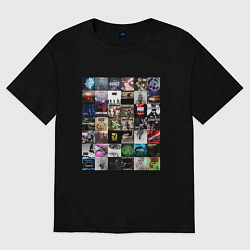 Футболка оверсайз женская Linkin Park - обложки, цвет: черный