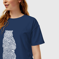 Футболка оверсайз женская Медведь оберег в виде кельтского орнамента, цвет: тёмно-синий — фото 2