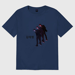 Футболка оверсайз женская Тэхен BTS, цвет: тёмно-синий