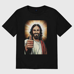 Футболка оверсайз женская Jesus like, цвет: черный