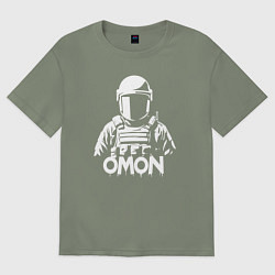 Футболка оверсайз женская Омон шлем и броник, цвет: авокадо