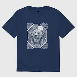 Футболка оверсайз женская Довольный мишка, цвет: тёмно-синий
