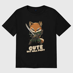 Футболка оверсайз женская Милый но готов драться, цвет: черный