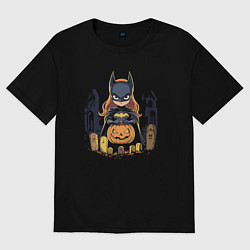 Футболка оверсайз женская Halloween bat girl, цвет: черный