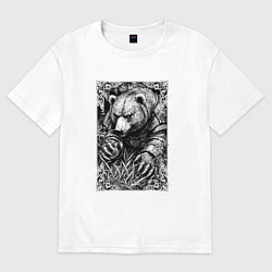 Футболка оверсайз женская Атакующий мишка, цвет: белый