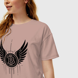 Футболка оверсайз женская Крылья биткоина, цвет: пыльно-розовый — фото 2