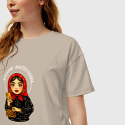 Футболка оверсайз женская Moscow Matryoshka, цвет: миндальный — фото 2