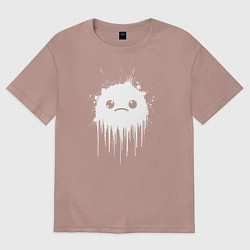 Футболка оверсайз женская Грустное лицо в каплях краски, цвет: пыльно-розовый