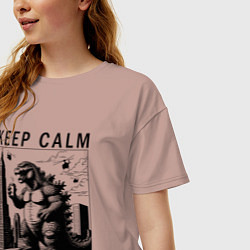 Футболка оверсайз женская Keep calm and drink your coffee, цвет: пыльно-розовый — фото 2