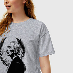 Футболка оверсайз женская Сальвадор Дали и крылья, цвет: меланж — фото 2