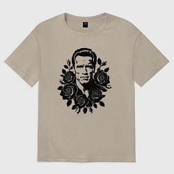 Футболка оверсайз женская Арнольд Шварценеггер в цветах, цвет: миндальный