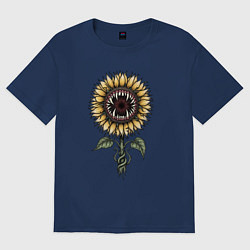 Футболка оверсайз женская Подсолнух - монстр, цвет: тёмно-синий