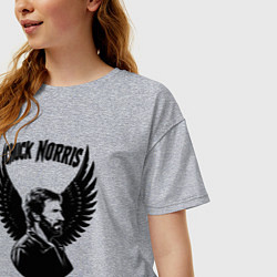 Футболка оверсайз женская Чак Норрис с крыльями, цвет: меланж — фото 2