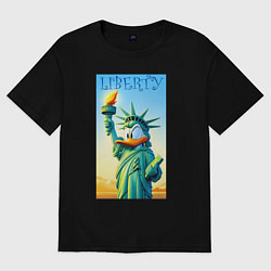 Футболка оверсайз женская Статуя свободы - Дональд Дак, цвет: черный