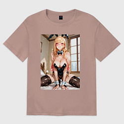 Футболка оверсайз женская Марин Китагава косплей с ушками, цвет: пыльно-розовый