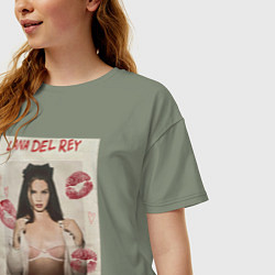 Футболка оверсайз женская Lana Del Rey постер, цвет: авокадо — фото 2
