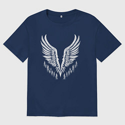 Футболка оверсайз женская Крылья леса, цвет: тёмно-синий