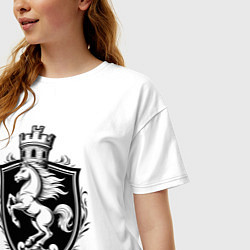 Футболка оверсайз женская Герб с конем и башней, цвет: белый — фото 2