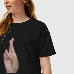 Футболка оверсайз женская Скрещенные пальцы, цвет: черный — фото 2