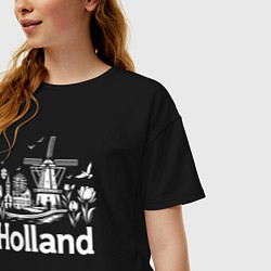 Футболка оверсайз женская Голландские просторы, цвет: черный — фото 2