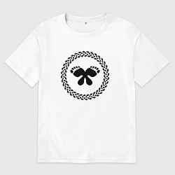 Футболка оверсайз женская Круговой орнамент из следов, цвет: белый