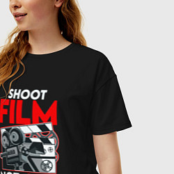 Футболка оверсайз женская Снимай фильмы, цвет: черный — фото 2