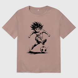 Футболка оверсайз женская Футбольная атака аниме, цвет: пыльно-розовый