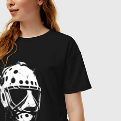 Футболка оверсайз женская Белая хоккейная маска, цвет: черный — фото 2