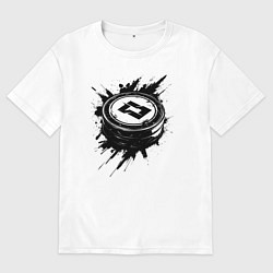 Футболка оверсайз женская Чёрная хоккейная шайба, цвет: белый