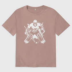 Футболка оверсайз женская Хоккейный вратарь граффити, цвет: пыльно-розовый