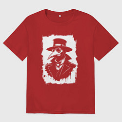 Футболка оверсайз женская Чумной доктор в шляпе, цвет: красный