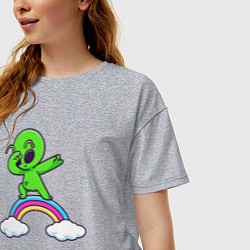 Футболка оверсайз женская Пришелец на радуге, цвет: меланж — фото 2
