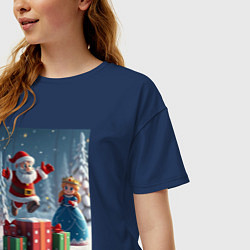 Футболка оверсайз женская Дед Морозио и Принцесса Снегурочка: c подарками в, цвет: тёмно-синий — фото 2