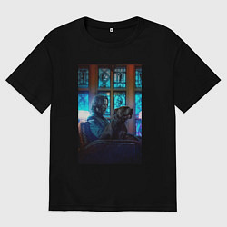 Футболка оверсайз женская Джон Уик и пёс, цвет: черный