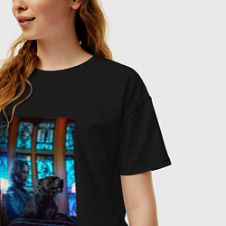 Футболка оверсайз женская Джон Уик и пёс, цвет: черный — фото 2