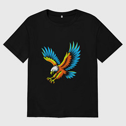 Футболка оверсайз женская Схематичный полёт орла, цвет: черный