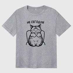 Футболка оверсайз женская Кот - не сегодня, цвет: меланж