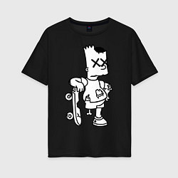 Футболка оверсайз женская Bart Simpsons Zombie, цвет: черный