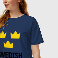 Футболка оверсайз женская Swedish Hockey, цвет: тёмно-синий — фото 2