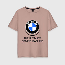 Футболка оверсайз женская BMW Driving Machine, цвет: пыльно-розовый